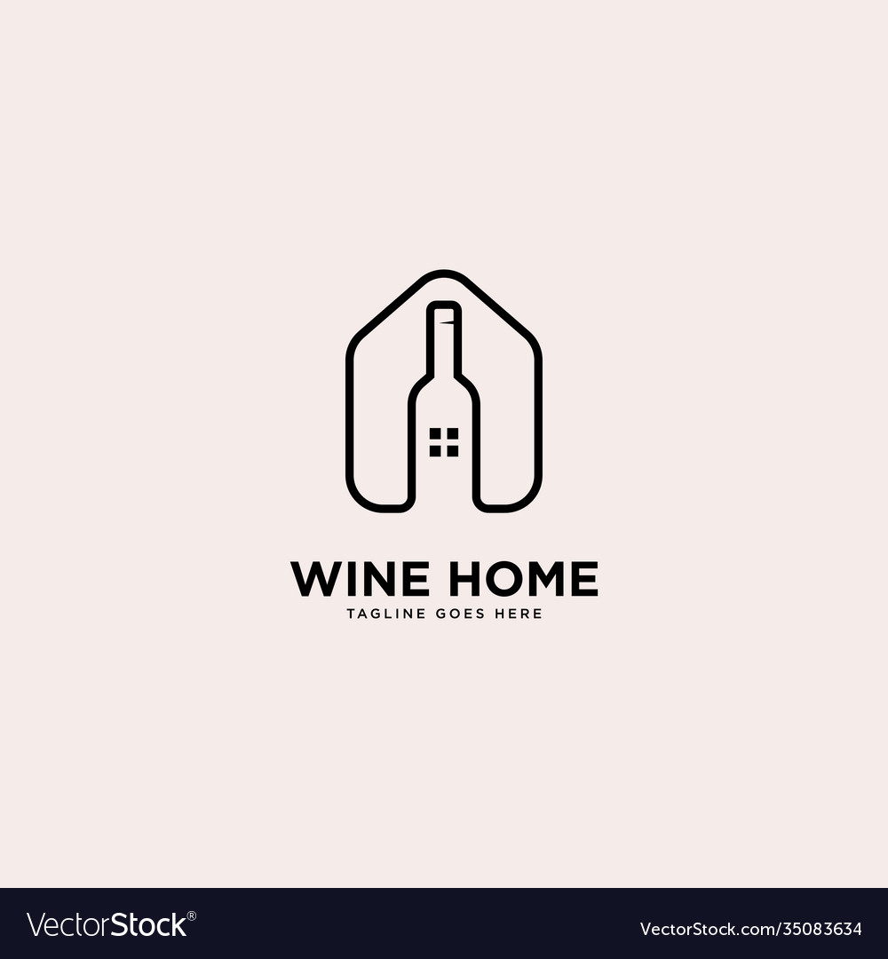 Wine home simple line logo template