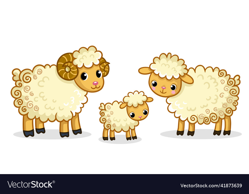 A family of sheep stands Royalty Free Vector Image