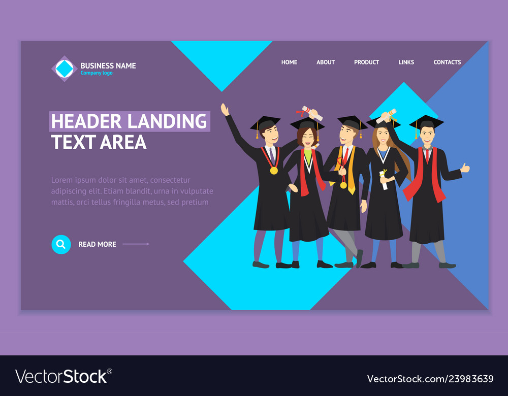 Cartoon graduation of happy students landing web Vector Image