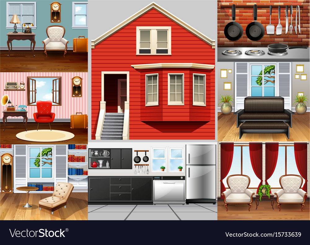 Different rooms in the house Royalty Free Vector Image