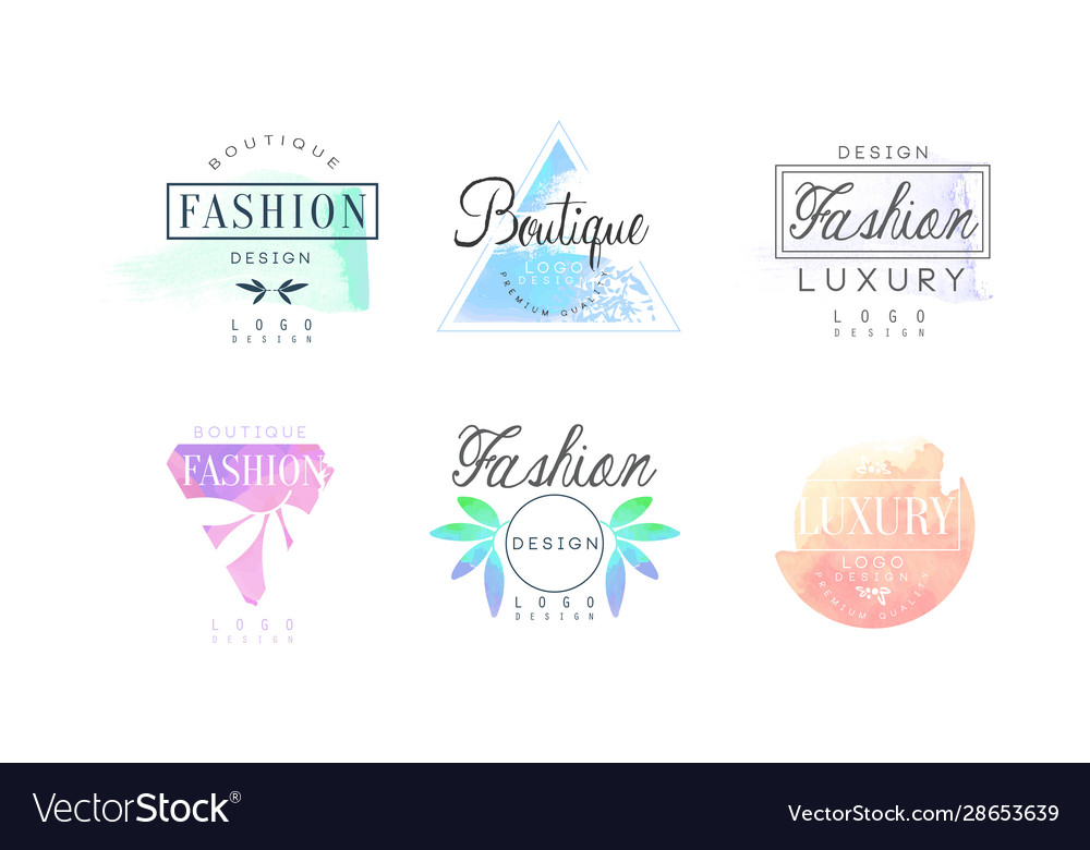 Fashion Luxury Boutique Logo Design Set Royalty Free Vector