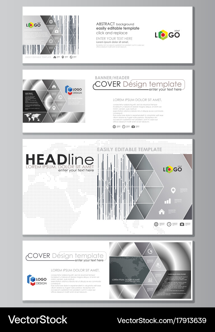 Social Media And Email Headers Set Modern Banners Vector Image