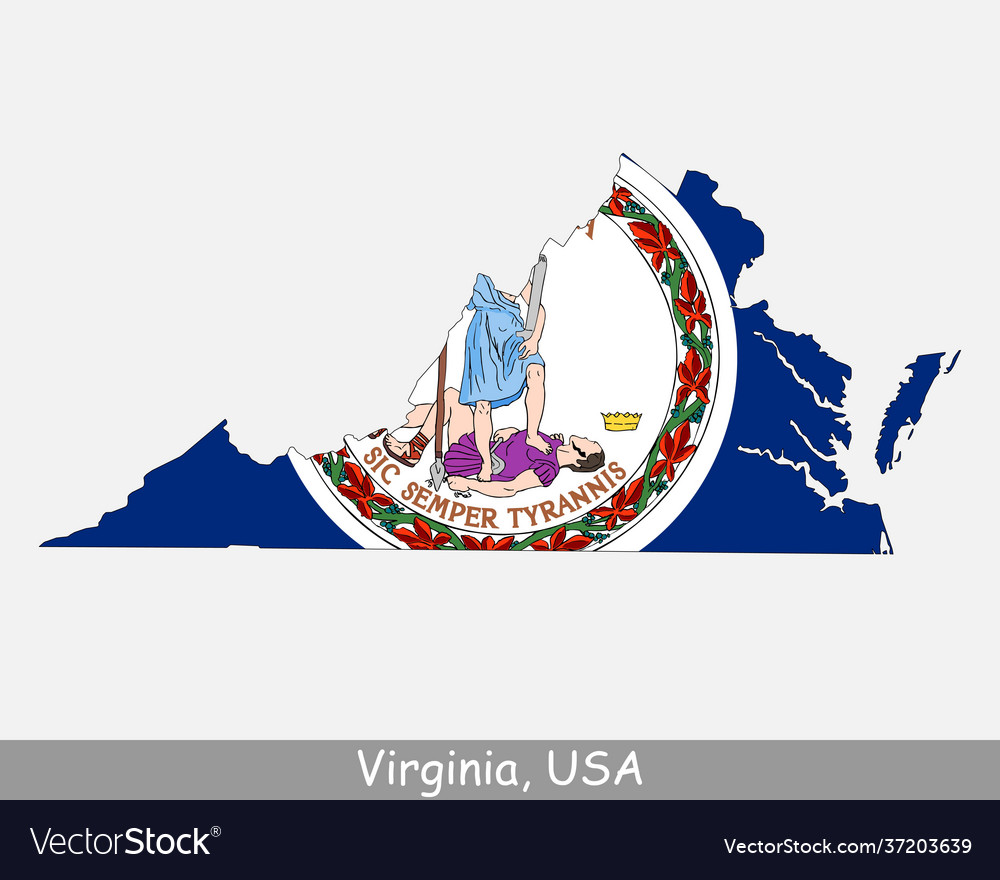 Virginia usa map flag Royalty Free Vector Image