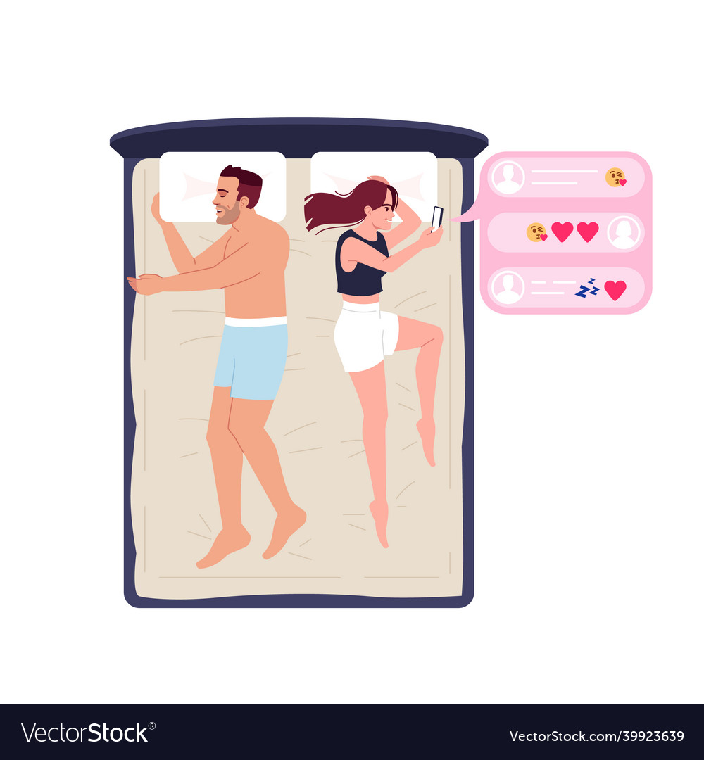 Wife and husband in bedroom resting semi flat rgb Vector Image