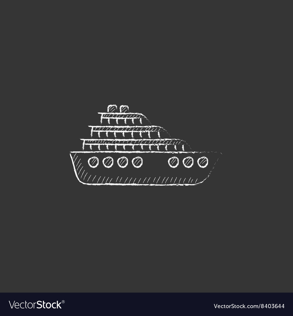 Cruise ship drawn in chalk icon