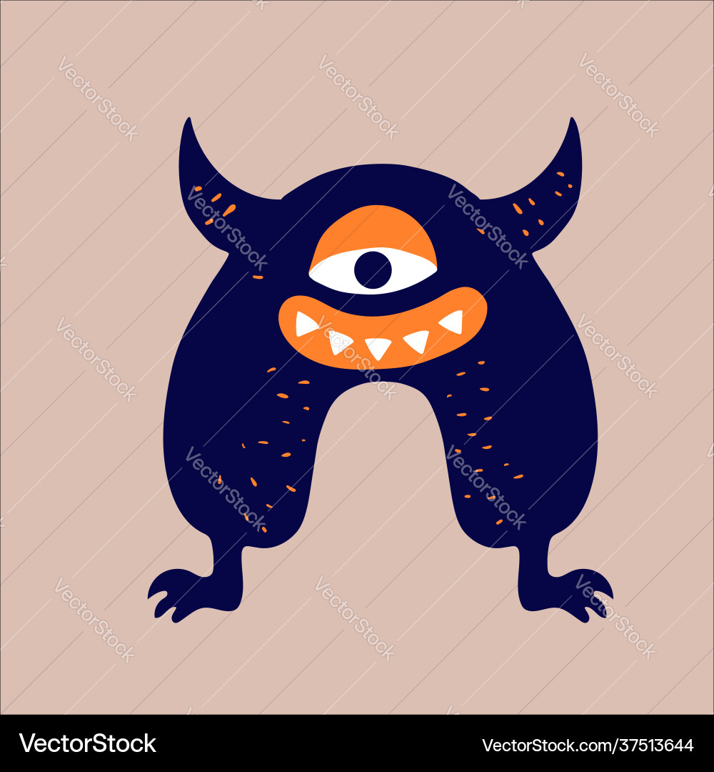 Funny Monster Design Flat Royalty Free Vector Image