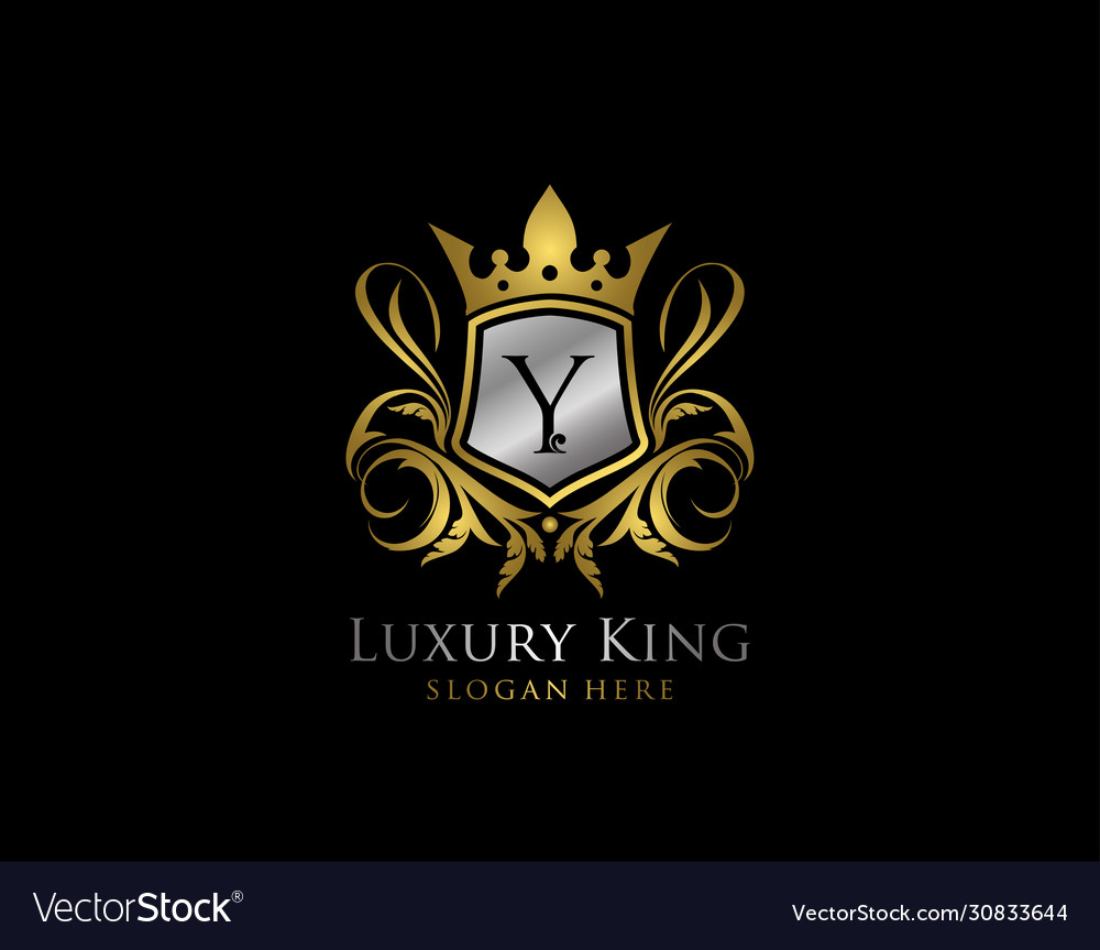 Luxury king y letter gold logo golden classic Vector Image