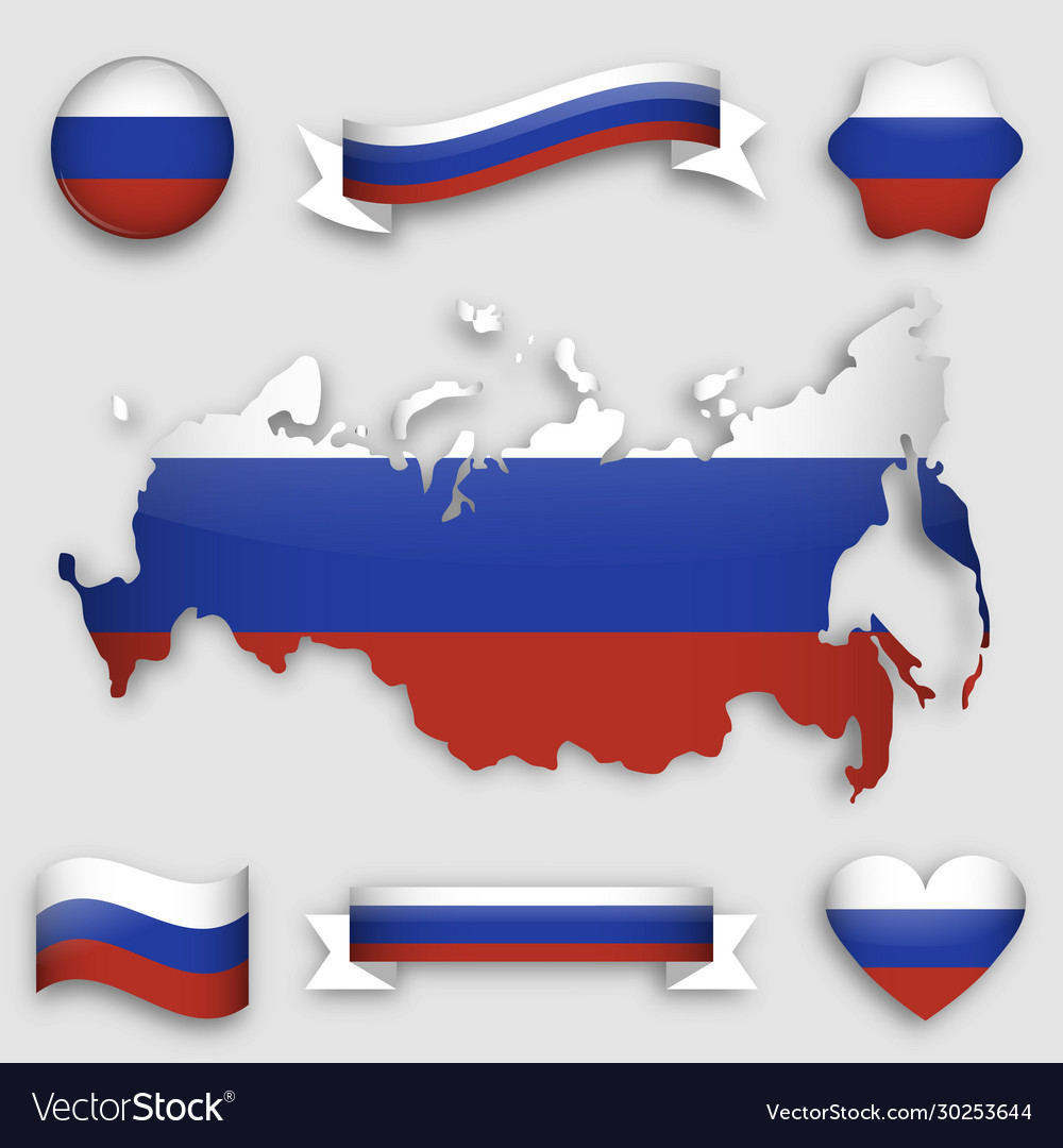 Map russia russian flag russia logo Royalty Free Vector