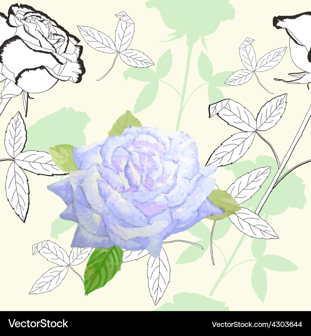 Seamless pattern with roses-02 Royalty Free Vector Image
