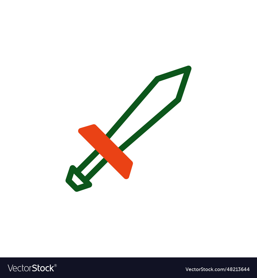 Sword icon duotone green orange colour military