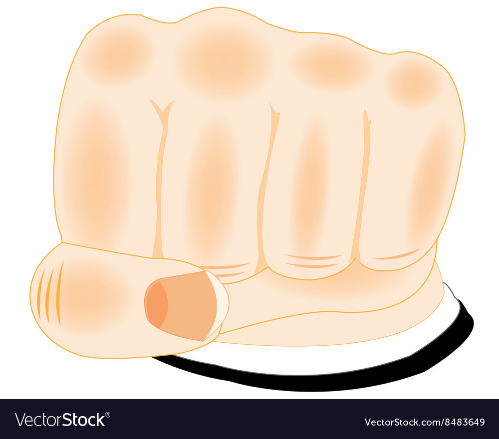 Fist of the person on white