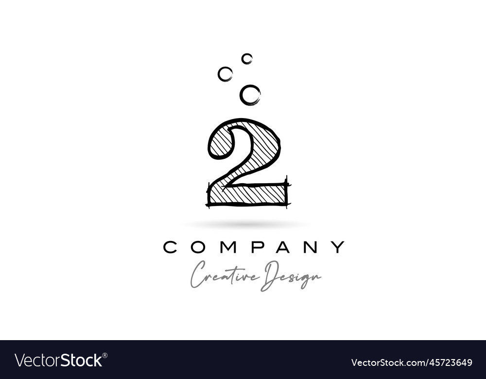 Hand drawing number 2 logo icon design