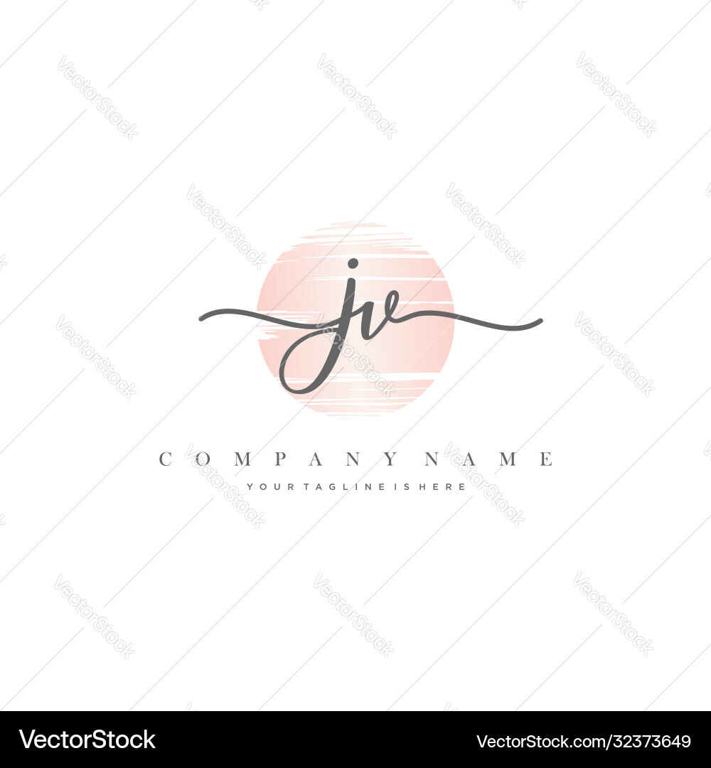 Jv initial handwriting logo Royalty Free Vector Image