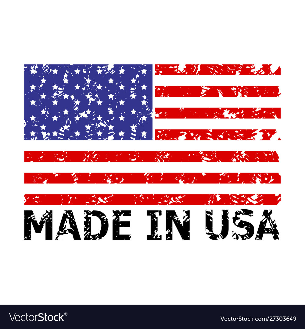 Made in usa stamp with colorful americans flag