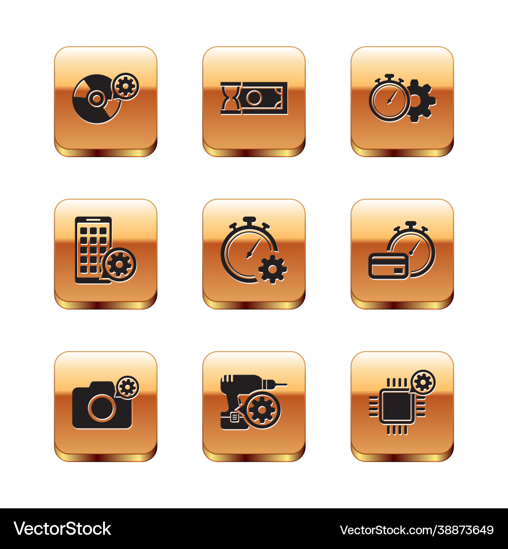 Set cd or dvd disk setting photo camera drill Vector Image