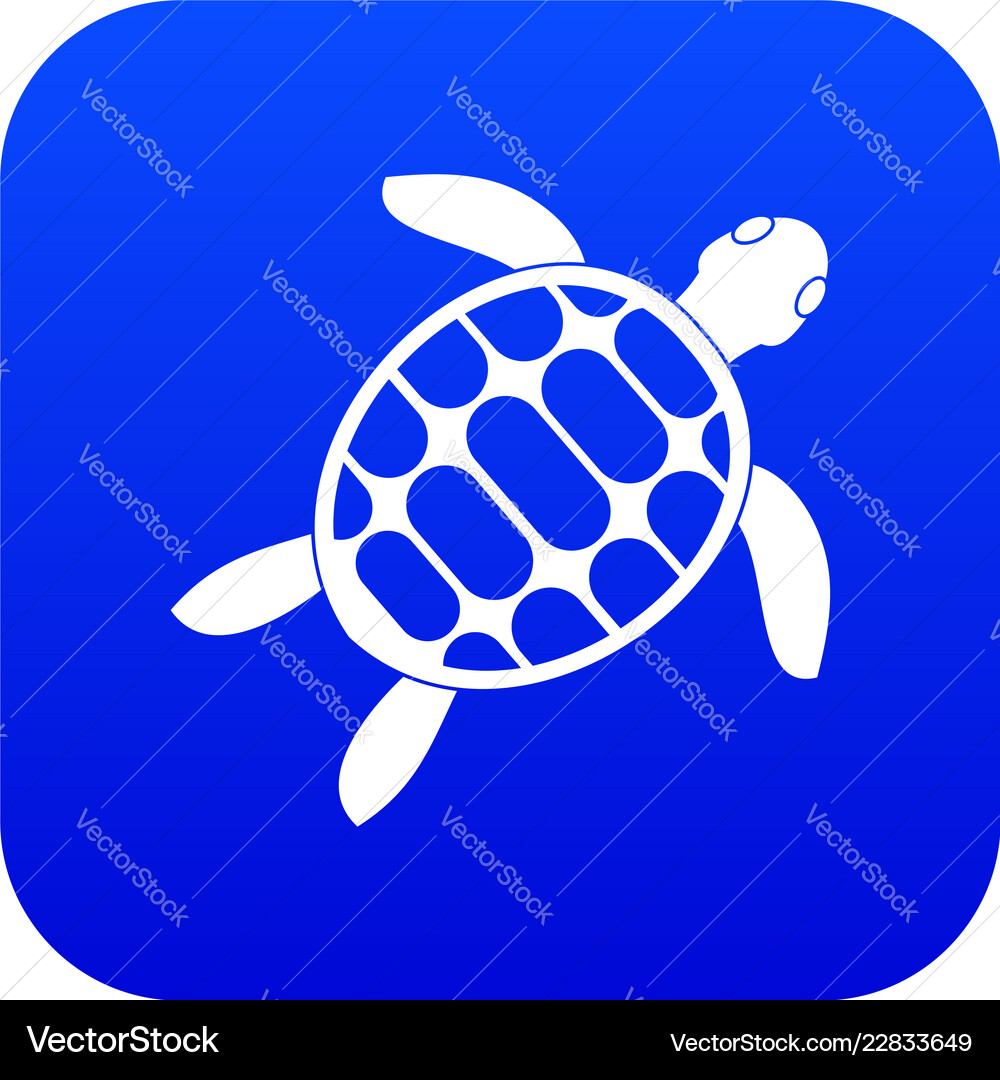 Turtle icon digital blue Royalty Free Vector Image
