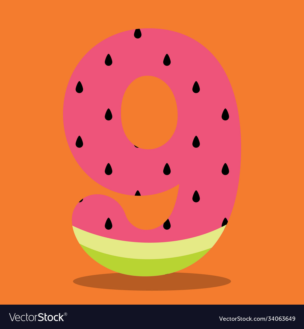 Watermelon Numbers 09 Royalty Free Vector Image