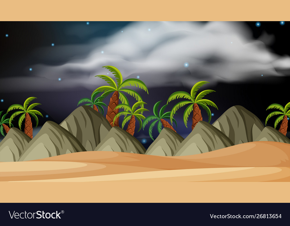 Hintergrund-Design Landschaft mit Strand in der Nacht