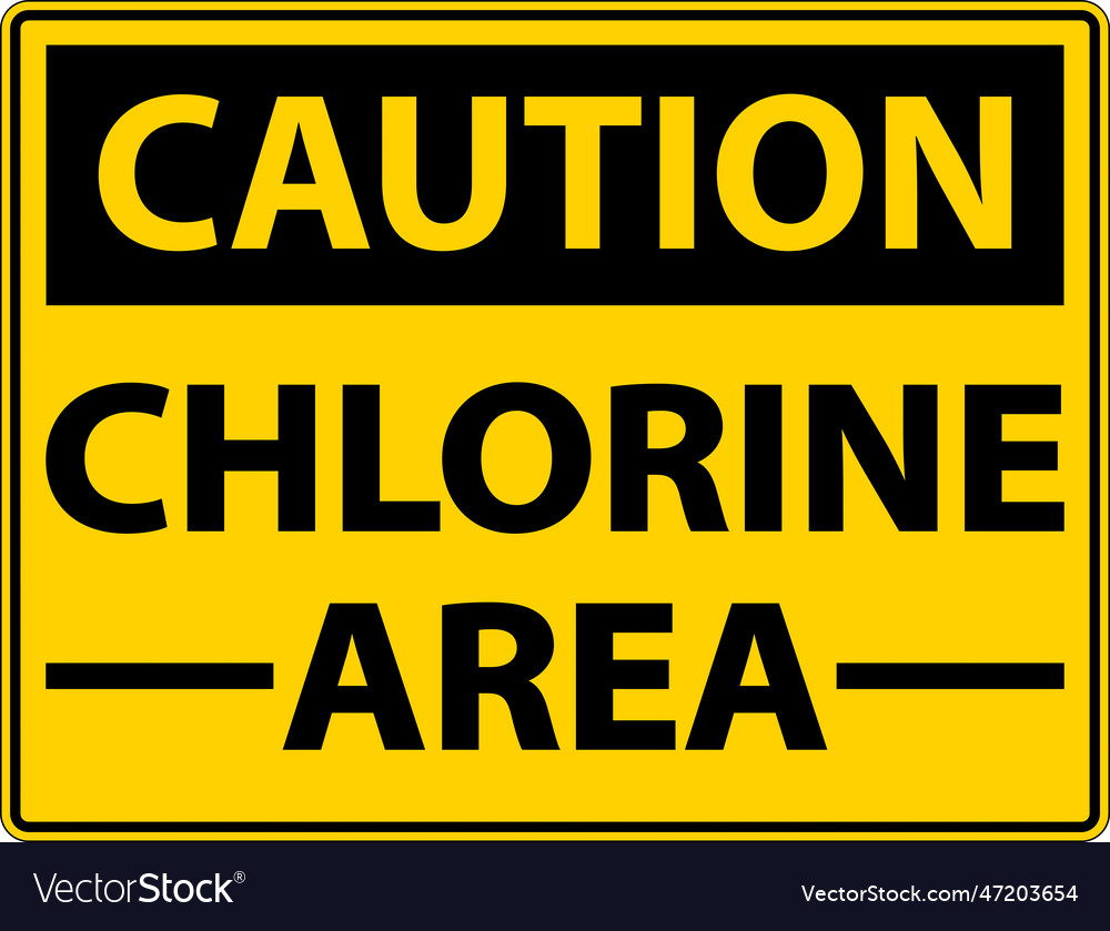 Caution chlorine area sign on white background Vector Image