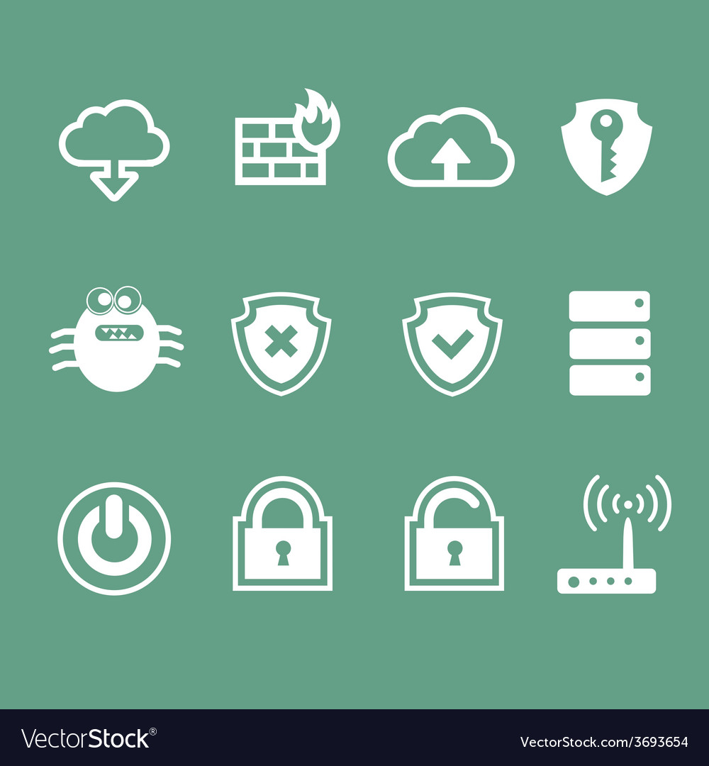 Computer network icon set Royalty Free Vector Image