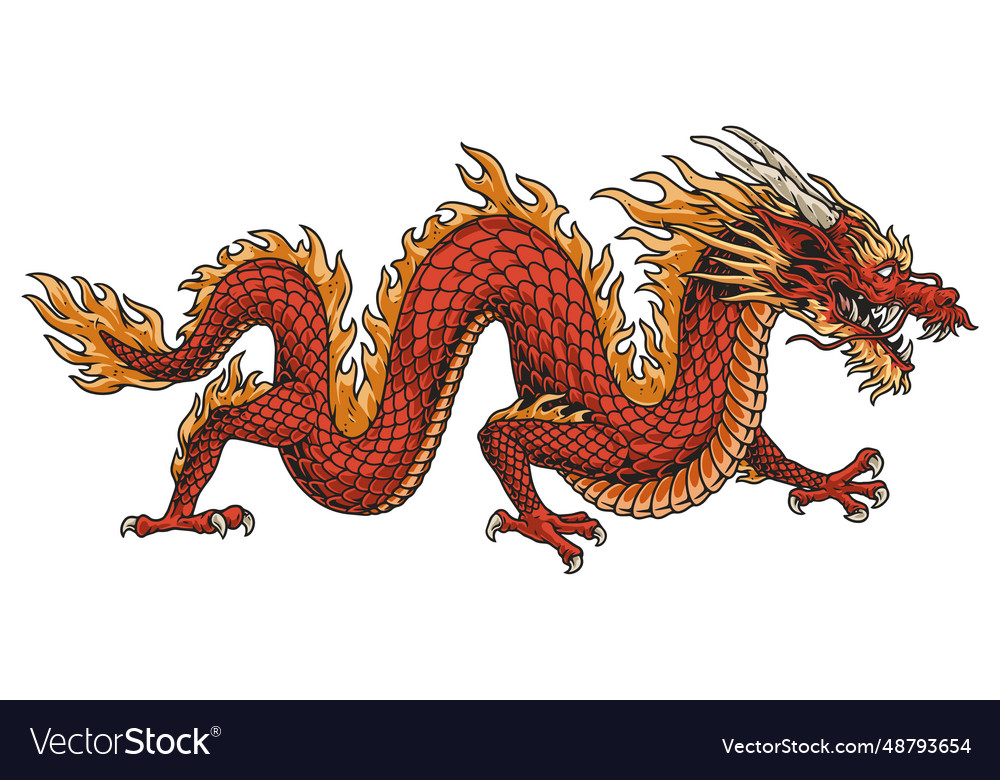 Fierce eastern dragon emblem colorful Royalty Free Vector