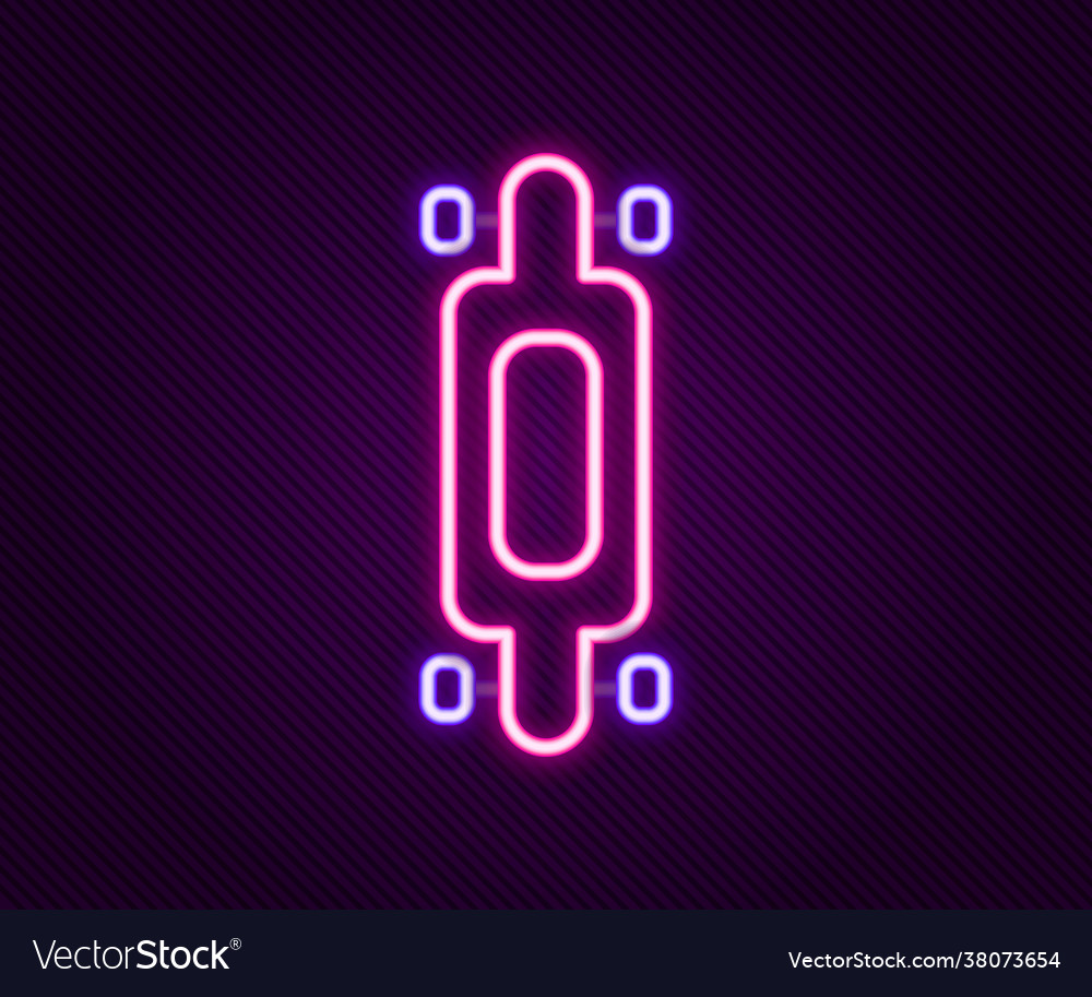 Glowing neon line longboard or skateboard cruiser Vector Image