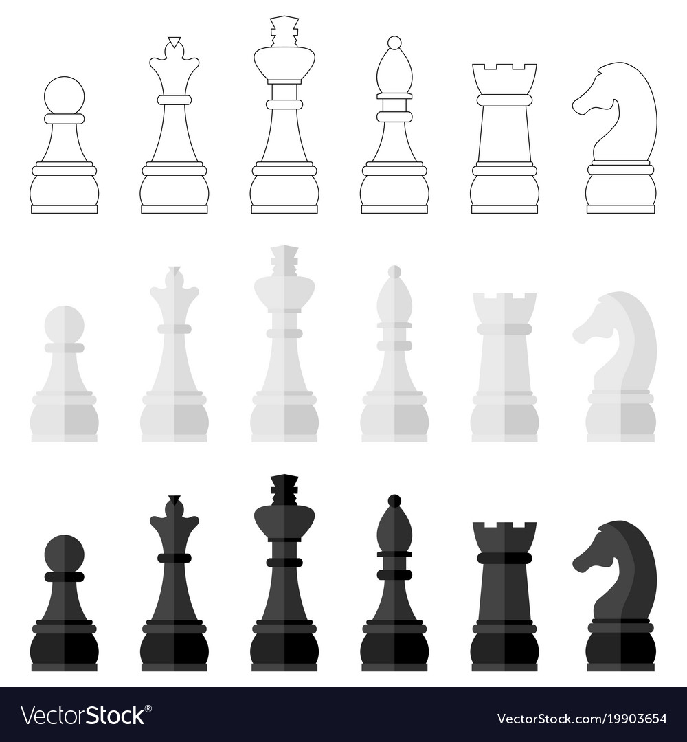 Set Icons Chess Pieces Their Names Stock Illustration 329364188