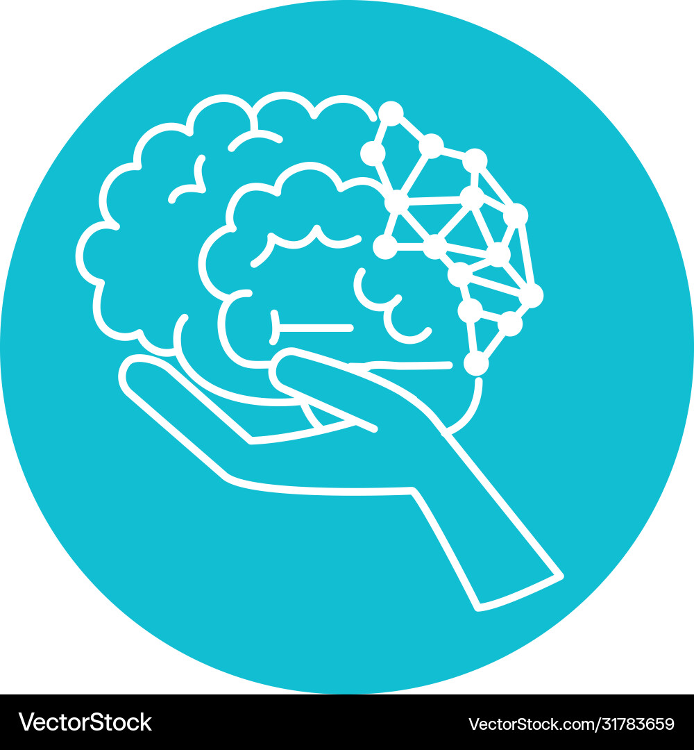 Alzheimer disease hand with brain decrease in Vector Image
