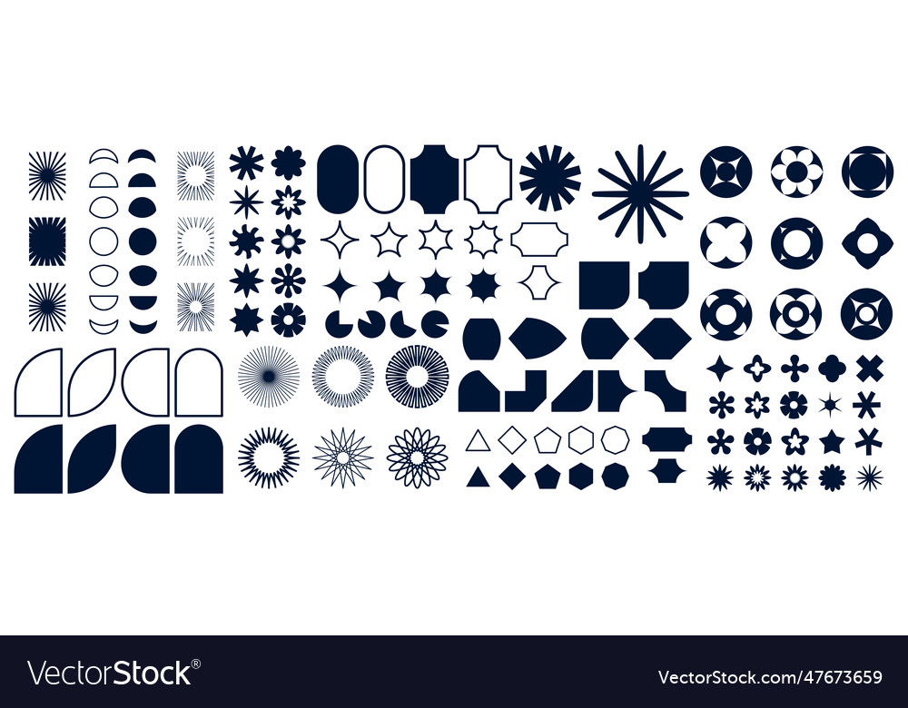 Brutalist abstract geometric shapes and grids Vector Image