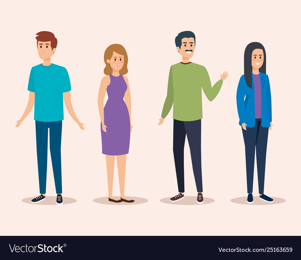 Cute girls and boys with casual clothes Royalty Free Vector