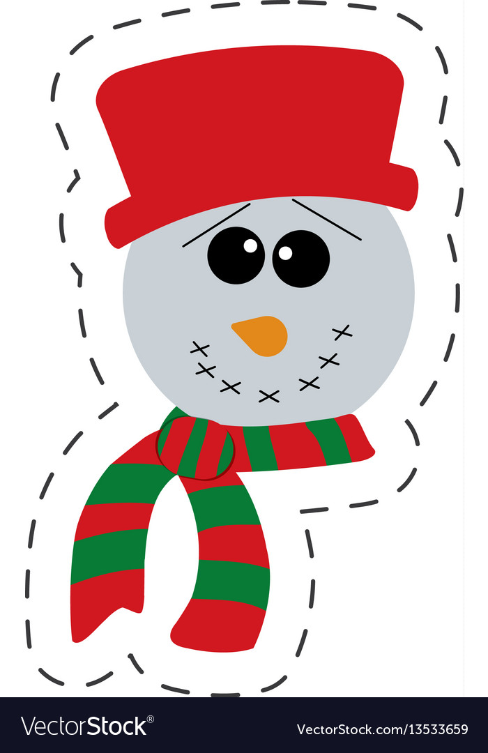 Cute snowman christmas cut line