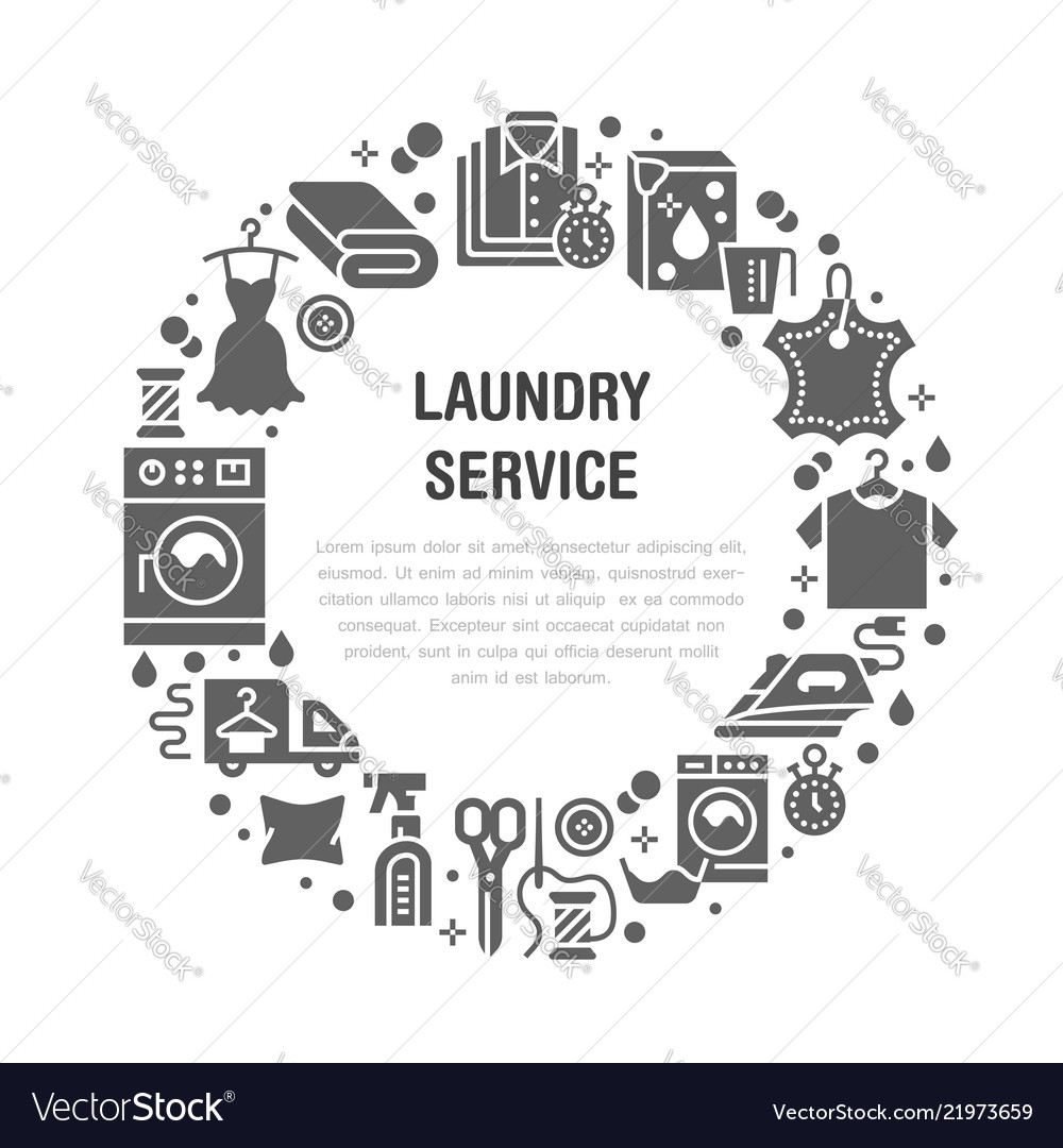 Dry Cleaning Banner With Flat Glyph Royalty Free Vector