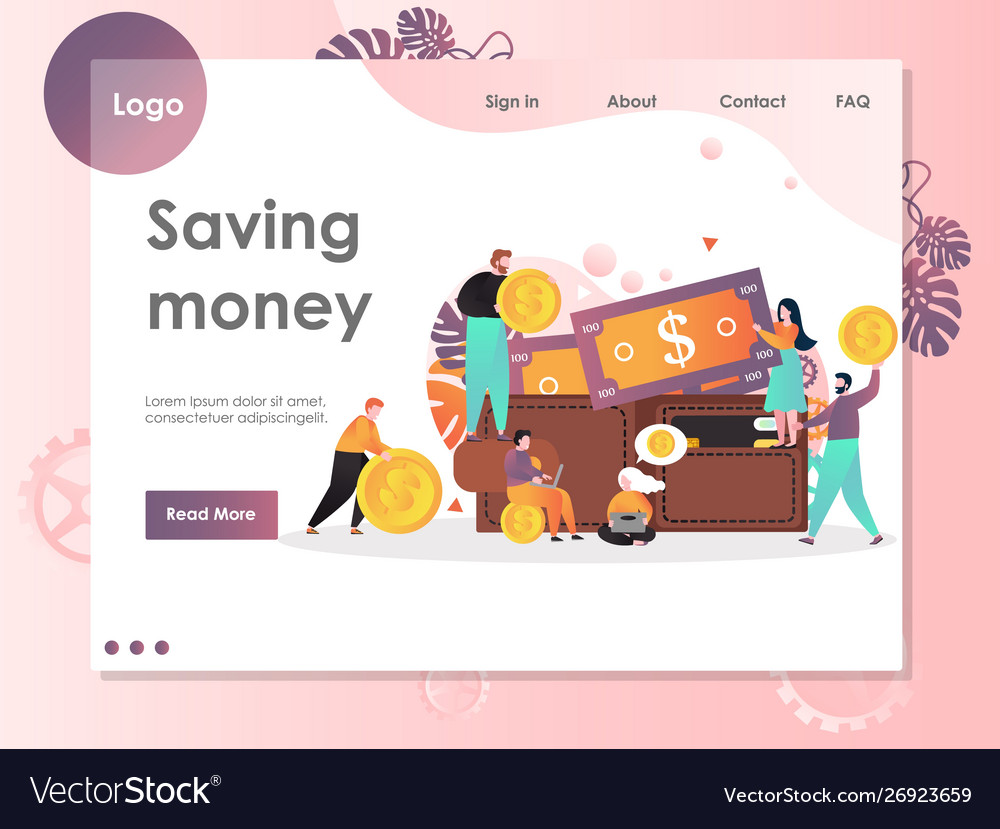 Saving money website landing page design Vector Image