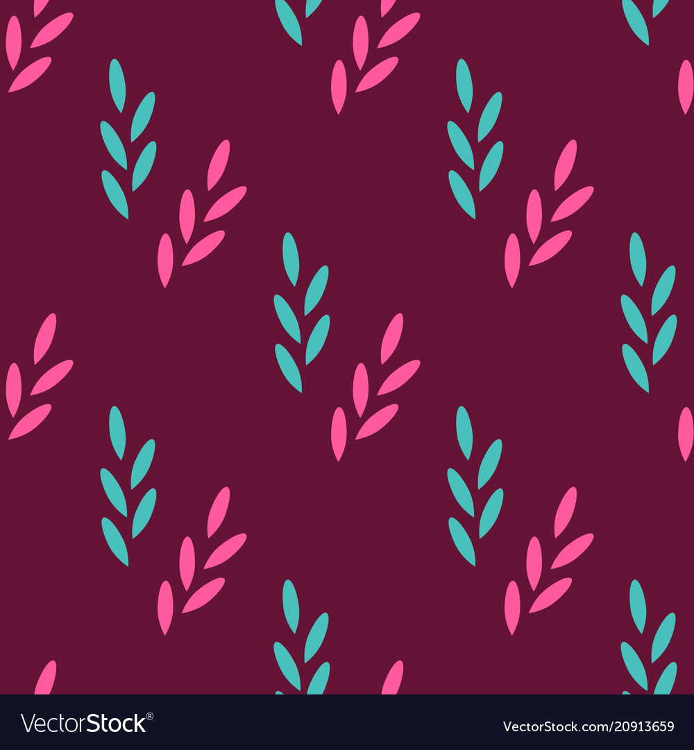 Seamless pattern of abstract plants on a red