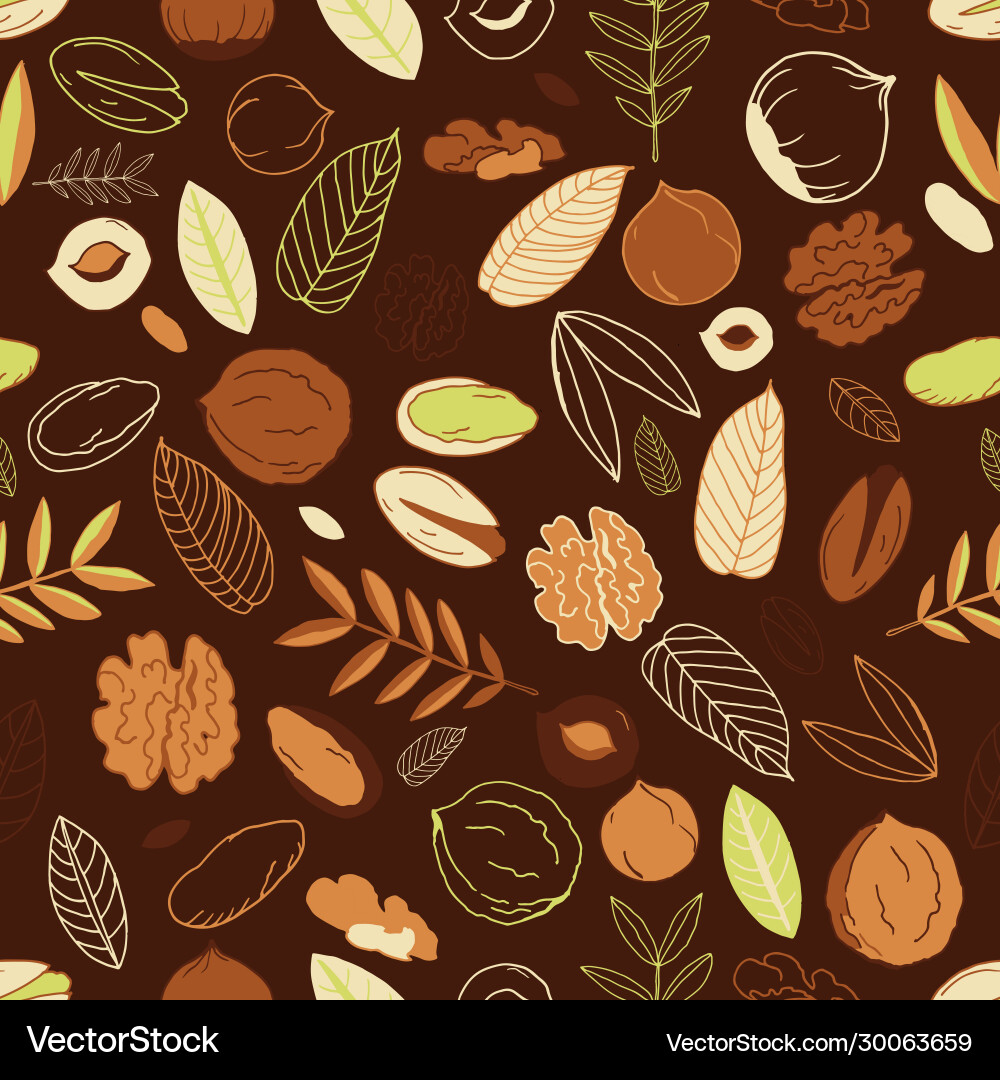 Seamless pattern with walnuts pistachios Vector Image