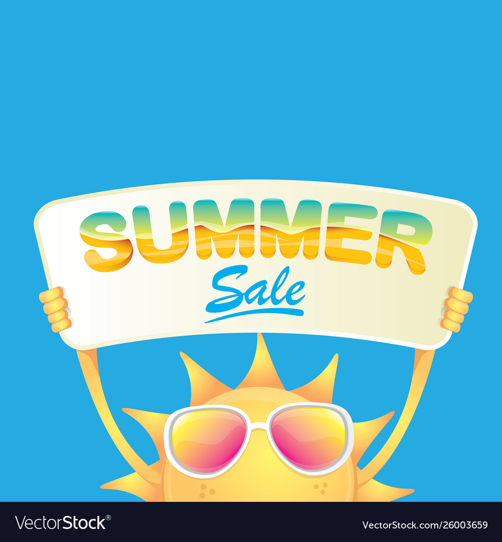 Summer happy sun holding sale offer sign