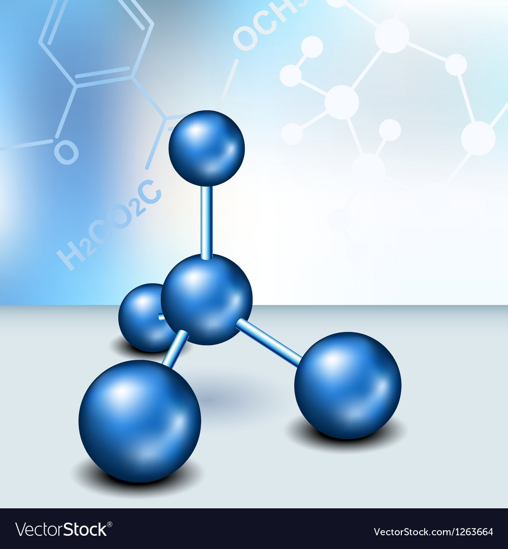 Chemistry text frame with blue molecule Royalty Free Vector