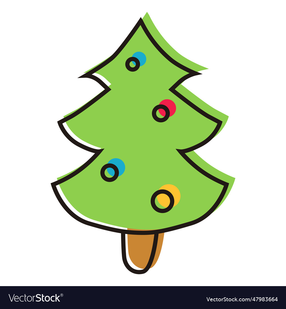 Christmas tree cartoon icon 15 Royalty Free Vector Image