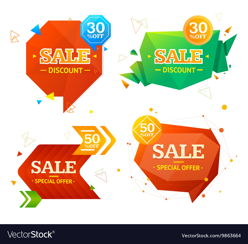 Geometry sale label set Royalty Free Vector Image