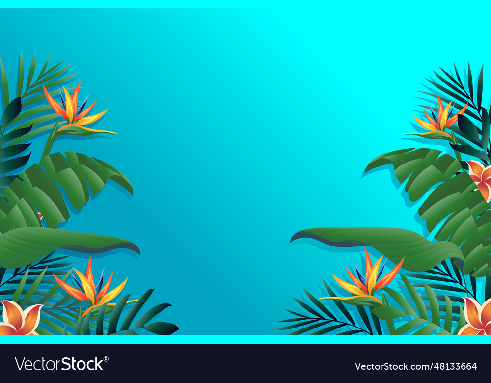 Gradient tropical leaves background Royalty Free Vector