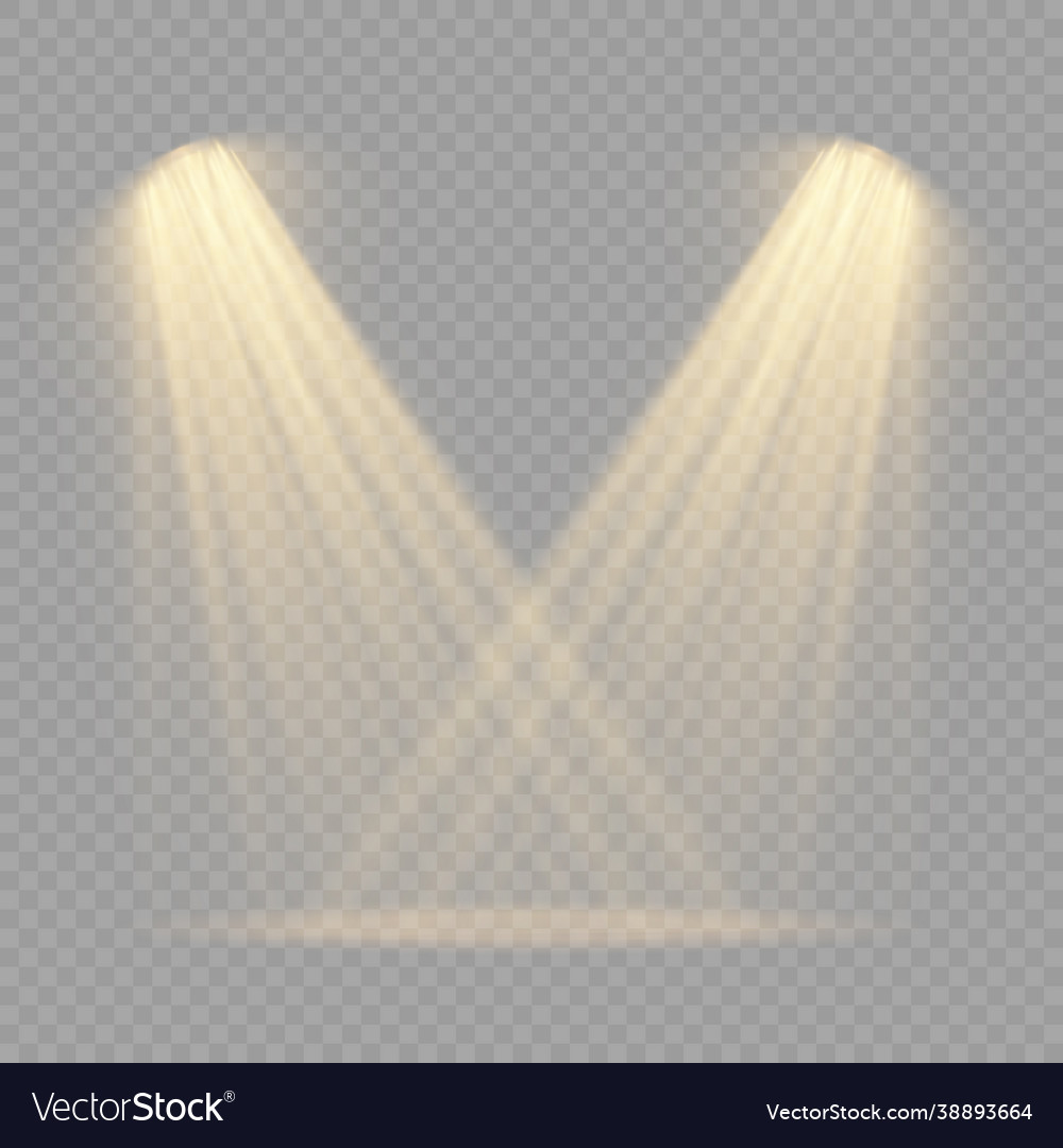 Spotlight projector light effect with yellow rays Vector Image