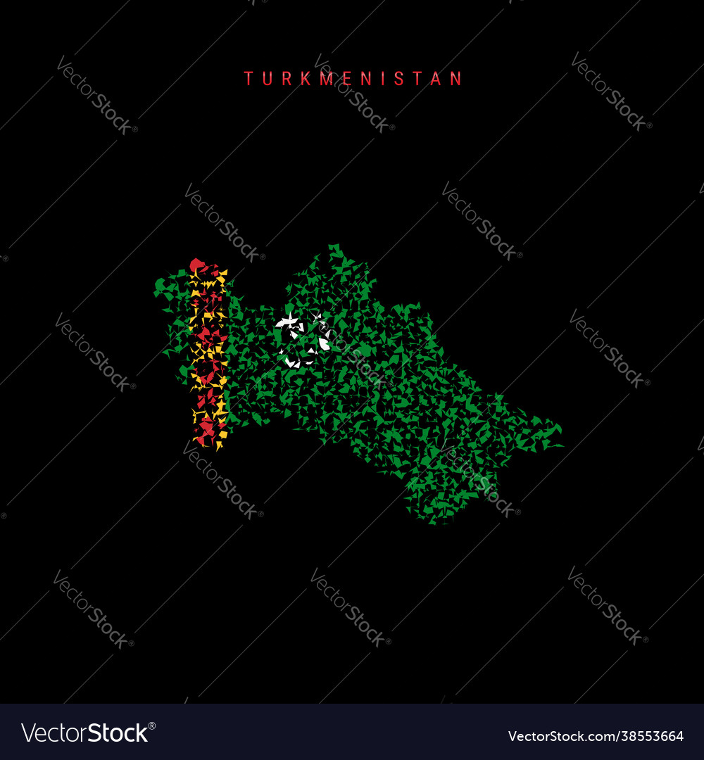 Turkmenistan flag map chaotic particles pattern