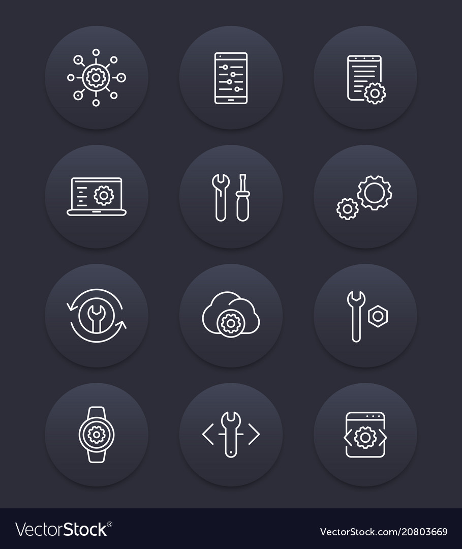 Development settings configuration line icons Vector Image