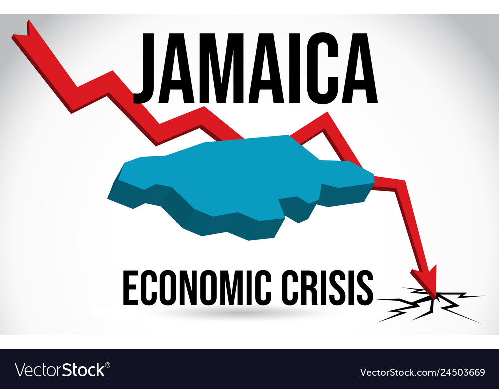 Jamaica map financial crisis economic collapse Vector Image