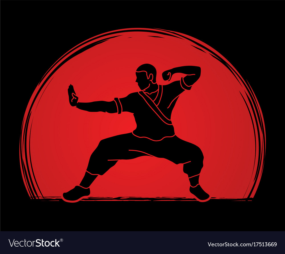 Kung fu action ready to fight Royalty Free Vector Image