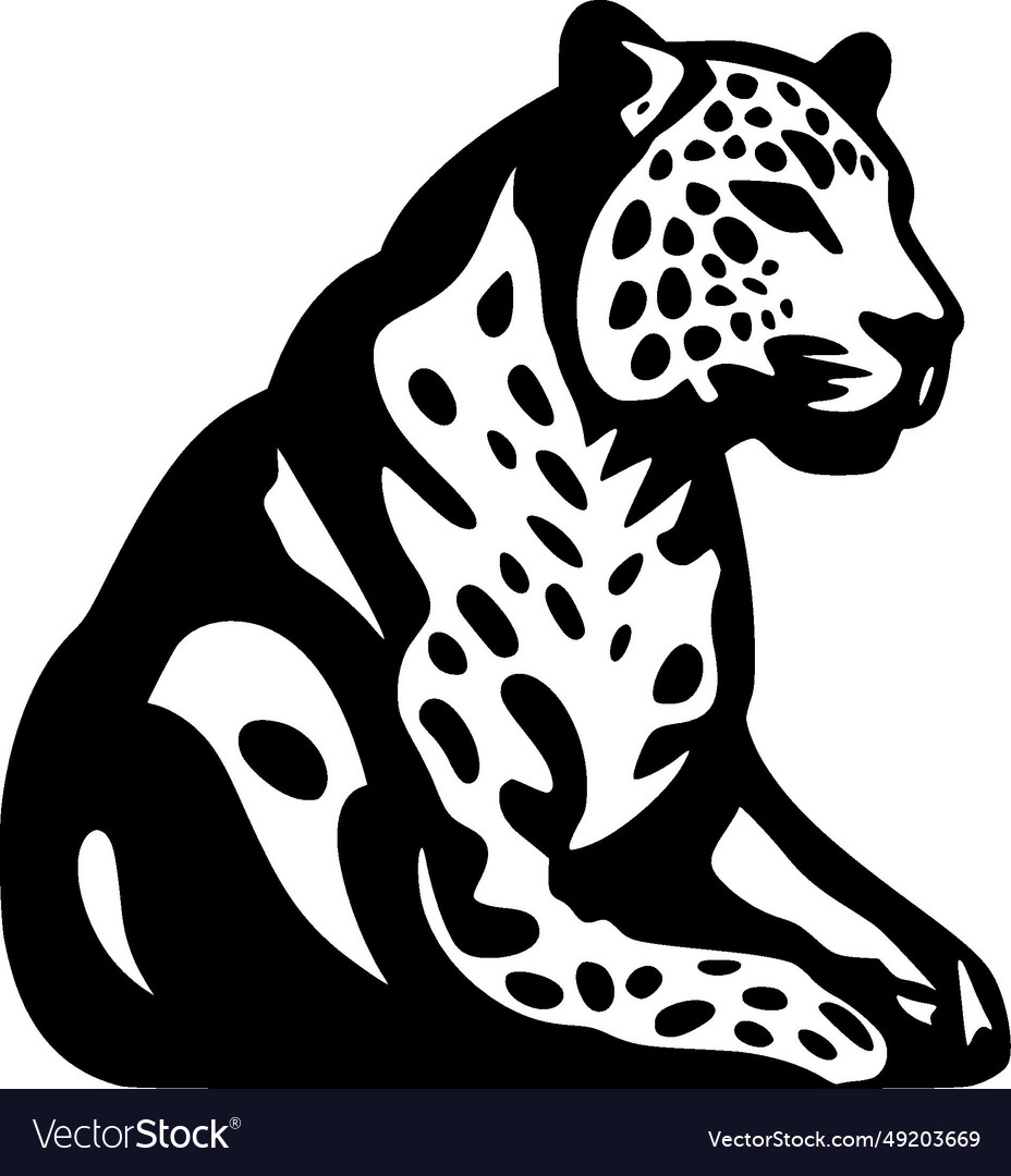 Leopard - black and white isolated icon