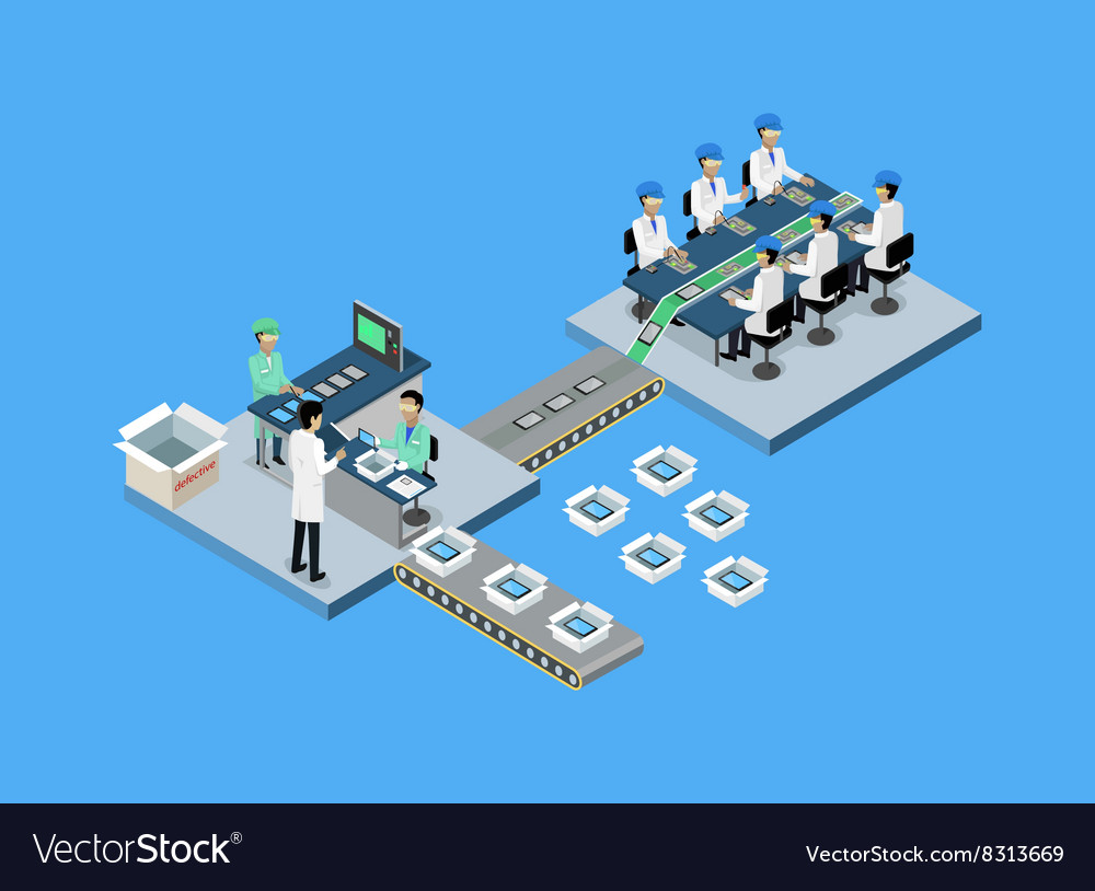 Production tablet or smartphone 3d isometric