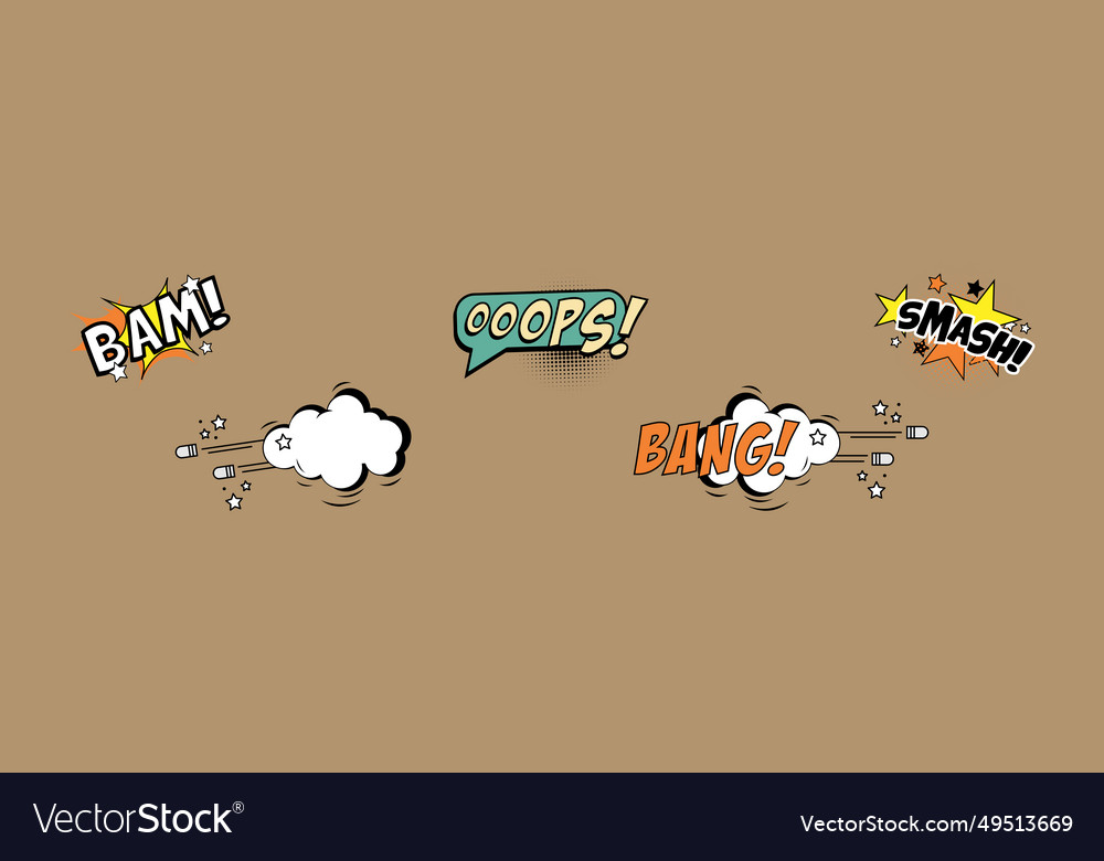 Sound bubble effect in comic style set