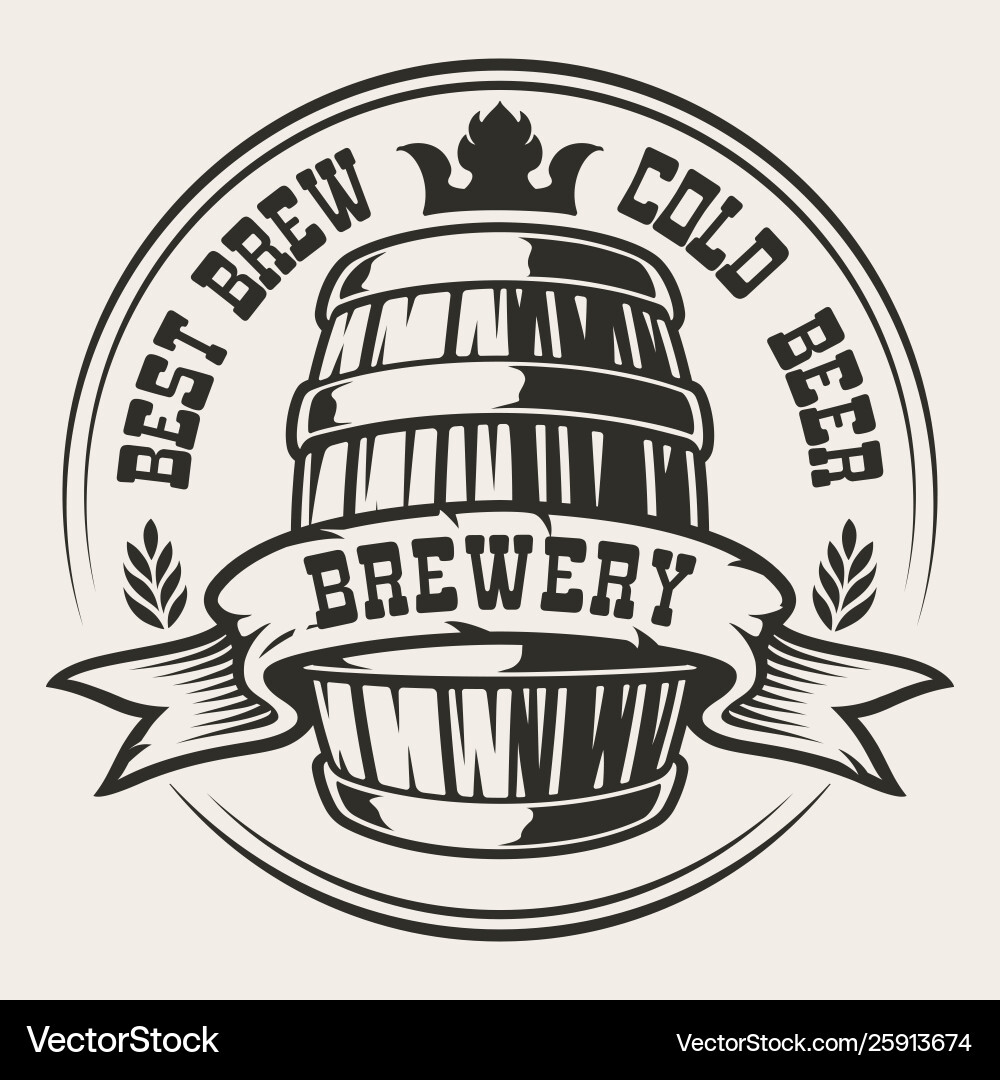 Badge with a barrel beer Royalty Free Vector Image
