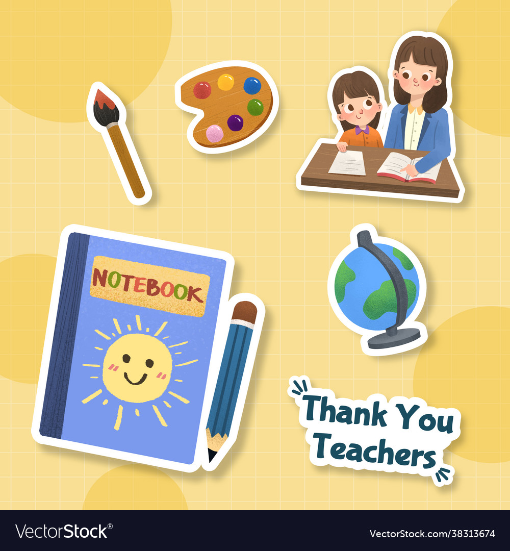 Cartoon sticker with teachers day concept design